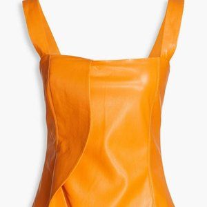 Nanushka Orange Faux Vegan Leather Ruffled Inara Mini Dress Sizes XS, S, M, L